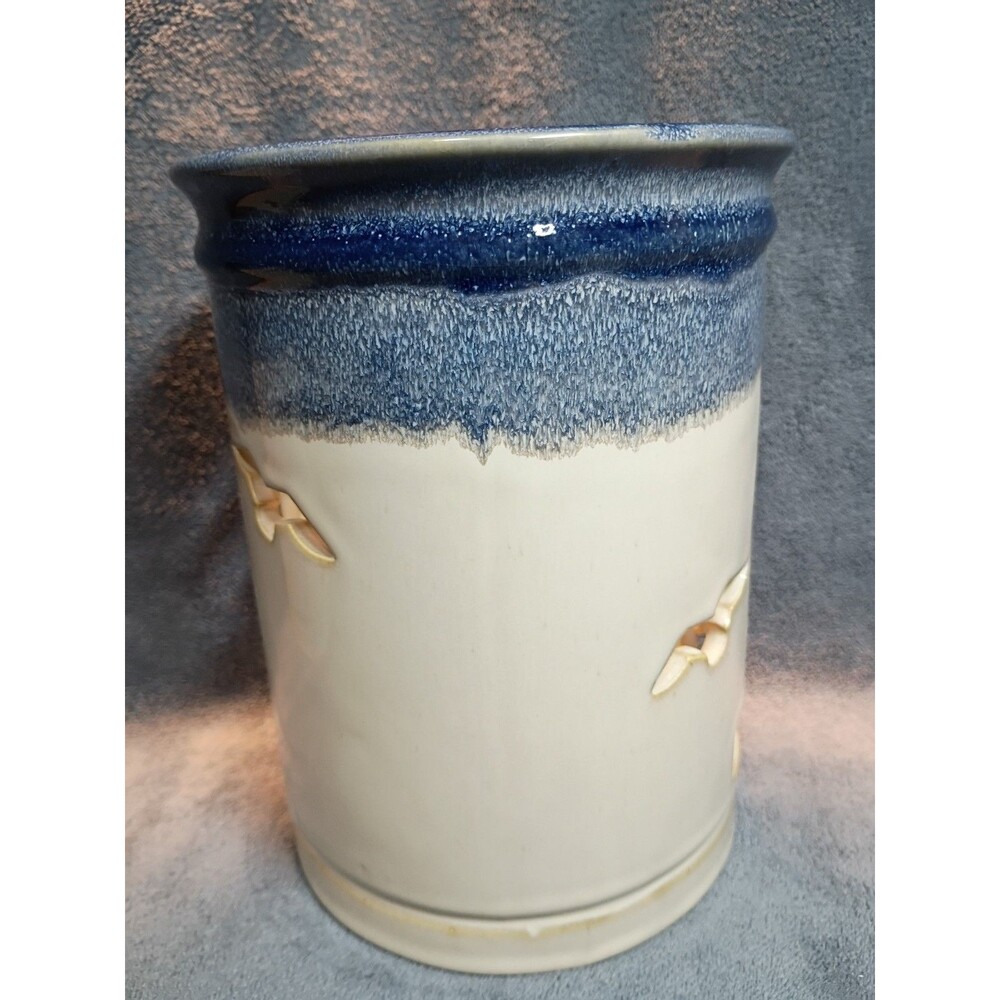 Retired Yankee Candle Lighthouse Ceramic Candle Holder Set Coastal Nautical Blue - Picture 11 of 16